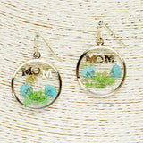 85455, "MOM" PRESSED FLOWER EARRING