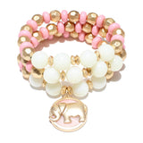 85463, ELEPHANT MULTI LAYERED BEAD STRETCH BRACELET