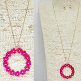 85479, ROUND FLOWER PENDANT NECKLACE