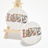 85519"LOVE" WESTERN THEME PRINT CAR COASTER
