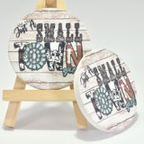 85519"SMALL TOWN" WESTERN THEME PRINT CAR COASTER