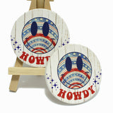 85519, "HOWDY" USA SMILE HAPPY FACE CAR COASTER