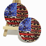 85519, USA LEOPARD PRINT CAR COASTER