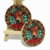85519, WESTERN CALF LEOPARD PRINT CAR COASTER