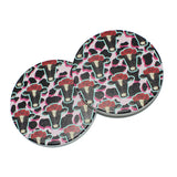 85519, COW WITH FLOWER DECOR PRINT CAR COASTER