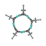 85623, WESTERN CROSS CHARM STRETCH BRACELET