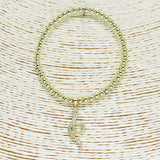 85650, PAVE SNAKE CHARM W/ BALL BEAD STRETCH BRACELET *STAINLESS STEEL