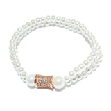 85654, PAVE W/ PEARL STRETCH BRACELET *STAINLESS STEEL