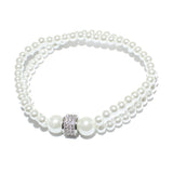 85655, PAVE W/ PEARL STRETCH BRACELET *STAINLESS STEEL