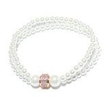 85655, PAVE W/ PEARL STRETCH BRACELET *STAINLESS STEEL
