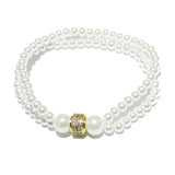 85655, PAVE W/ PEARL STRETCH BRACELET *STAINLESS STEEL