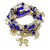85689, ELEPHANT CHARM MULTI LAYERED STRETCH BRACELET
