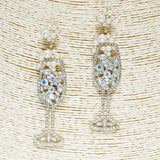 85694, RHINESTONE & PEARL WINE GLASS EARRING