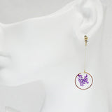 85702, ROUND PRESSED FLOWER DANGLE EARRING
