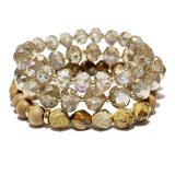 85706, BEAD & WOOD MULTI LAYERED STRETCH BRACELET