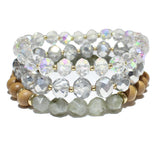 85706, BEAD & WOOD MULTI LAYERED STRETCH BRACELET