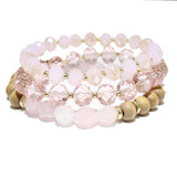 85706, BEAD & WOOD MULTI LAYERED STRETCH BRACELET