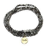 85723, "FAITH" MULTI LAYERED BEAD STRETCH BRACELET
