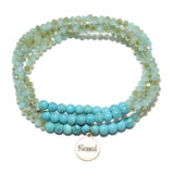 85724, "BLESSED" MULTI LAYERED BEAD STRETCH BRACELET
