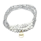 85724, "BLESSED" MULTI LAYERED BEAD STRETCH BRACELET