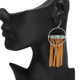 85725, WESTERN FAUX LEATHER TASSEL EARRING