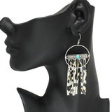 85725, WESTERN FAUX LEATHER TASSEL EARRING