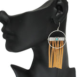 85727, WESTERN FAUX LEATHER TASSEL EARRING