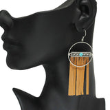 85728, WESTERN FAUX LEATHER TASSEL EARRING