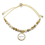 85756, "BELIEVE" CHARM BEAD ADJUSTABLE BRACELET