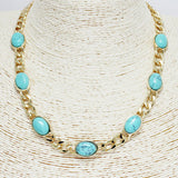 85772, SEMI PRECIOUS STONE W/ CHAIN NECKLACE