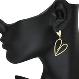 85837, HEART DANGLE POST EARRING *GOLD DIPPED