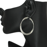 85841, ROUND HOOP EARRING *WHITE GOLD DIPPED