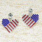85869, HEART AMERICAN FLAG COLOR RHINESTONE EARRING
