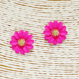 85873, FLOWER RUBBER COATED POST EARRING