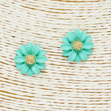 85873, FLOWER RUBBER COATED POST EARRING
