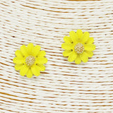 85873, FLOWER RUBBER COATED POST EARRING