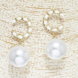 85874, "C" SHAPED W/ PEARL DANGLE EARRING