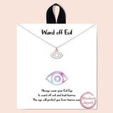 86004, "WARD OFF EVIL" PAVE CUBIC ZIRCONIA EVIL EYE NECKLACE