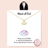 86004, "WARD OFF EVIL" PAVE CUBIC ZIRCONIA EVIL EYE NECKLACE