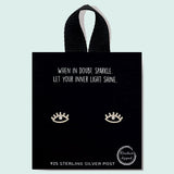 86062, EVIL EYE CUBIC ZIRCONIA STUD EARRING/18K GOLD DIPPED