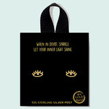 86062, EVIL EYE CUBIC ZIRCONIA STUD EARRING/18K GOLD DIPPED