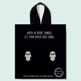 86064, HAMSA EVIL EYE PAVE CUBIC ZIRCONIA STUD EARRING/18K GOLD DIPPED