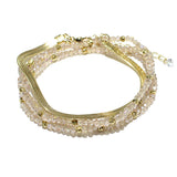 86066, DAINTY BEAD W/ SNAKE CHAIN BRACELET SET