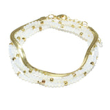 86066, DAINTY BEAD W/ SNAKE CHAIN BRACELET SET