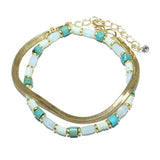 86067, SEMI PRECIOUS STONE BEAD W/ SNAKE CHAIN BRACELET SET