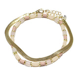 86067, SEMI PRECIOUS STONE BEAD W/ SNAKE CHAIN BRACELET SET