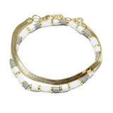 86067, SEMI PRECIOUS STONE BEAD W/ SNAKE CHAIN BRACELET SET