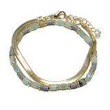 86067, SEMI PRECIOUS STONE BEAD W/ SNAKE CHAIN BRACELET SET