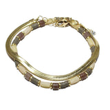 86067, SEMI PRECIOUS STONE BEAD W/ SNAKE CHAIN BRACELET SET