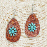 86103, WESTERN TEARDROP FAUX LEATHER EARRING